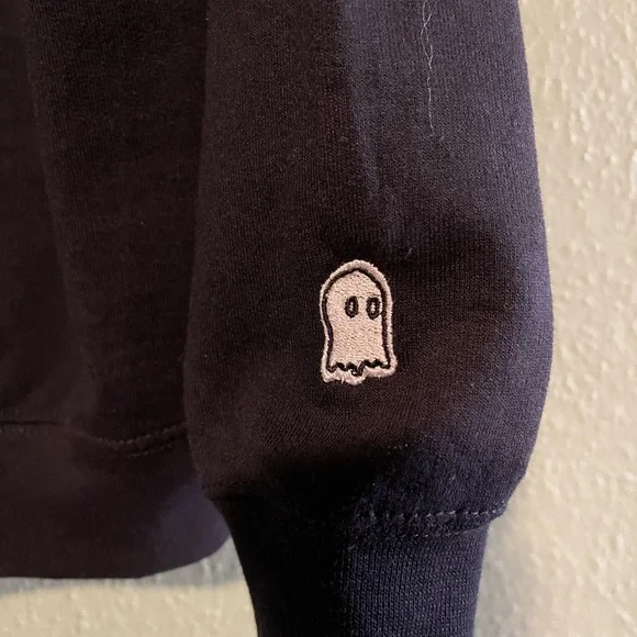 NEW Lonely Ghost “Heart on sleeve” black sweatshirt with red hearts - Picture 4 of 4